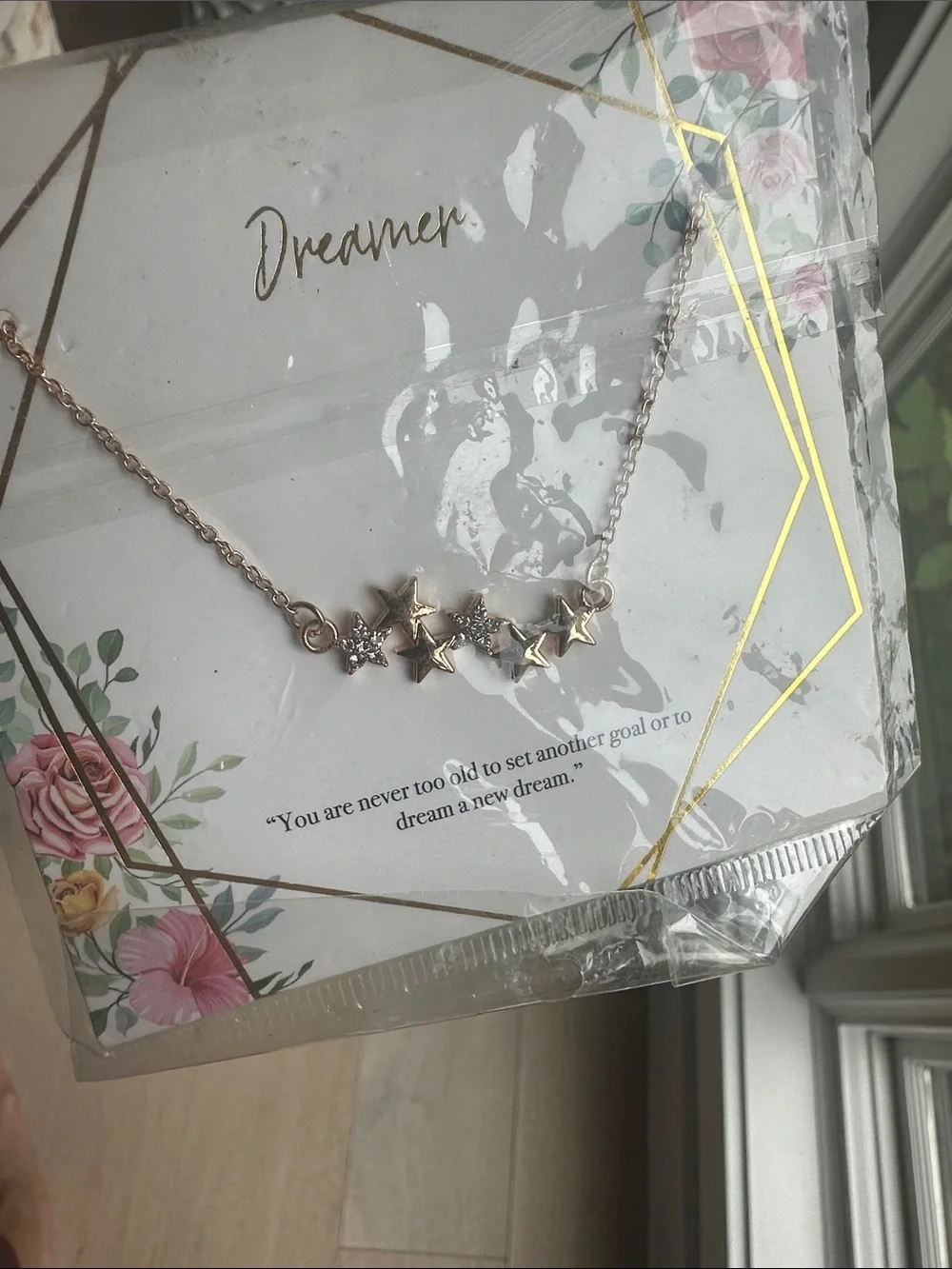 Dreamers Rose Gold Star Trio Necklace with Crystals